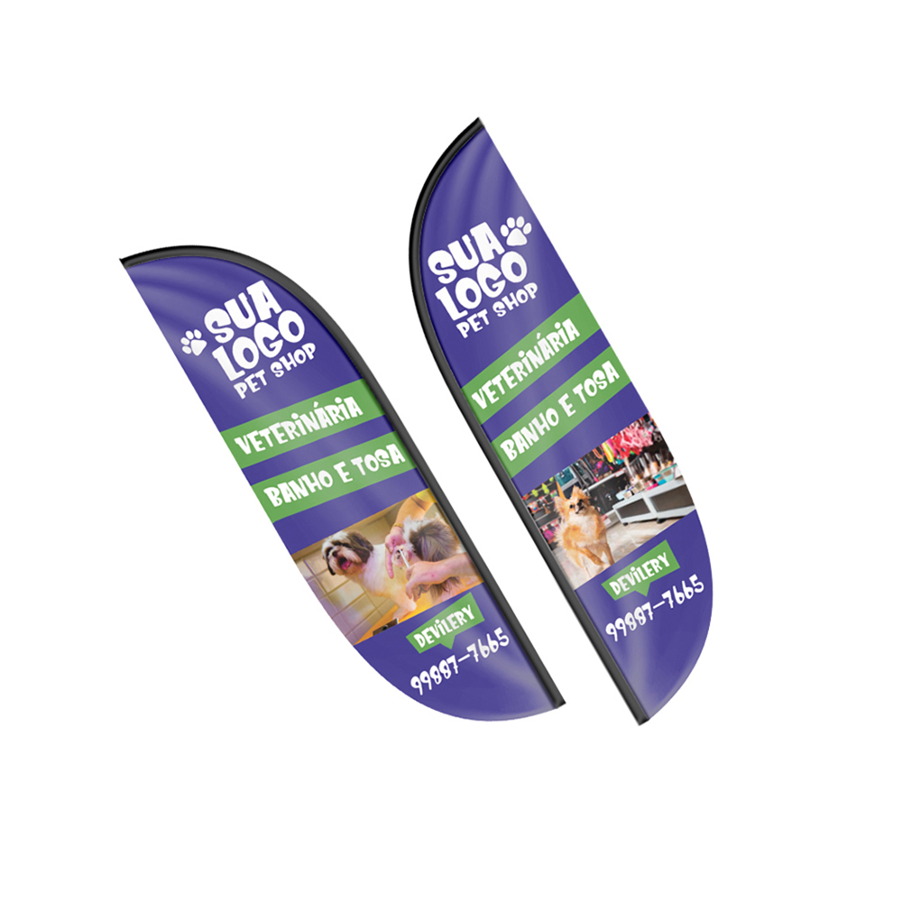 WIND BANNER BANDEIRA AVULSA TECIDO OXFORD G MODELO PENA - 4X4 - 1unid